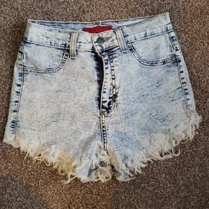Acid wash high-waisted shorts
